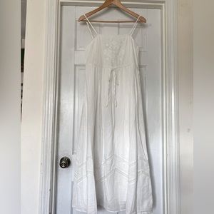 White Zara embroidery maxi dress
